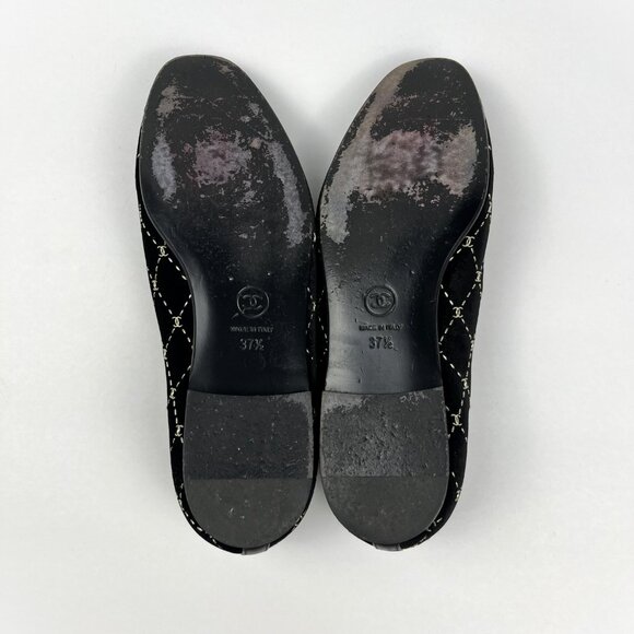 Chanel CC Logo Velvet Moccasin Loafers Black - Picture 9 of 12